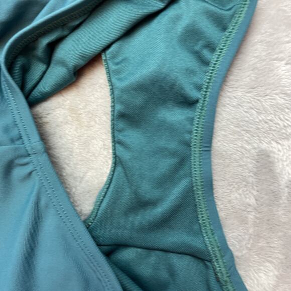 Bleu Rod Beattie One Piece Swimsuit Womens 12 Teal Plunge Ruffle Ladder Detail - Picture 12 of 12